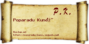 Poparadu Kunó névjegykártya